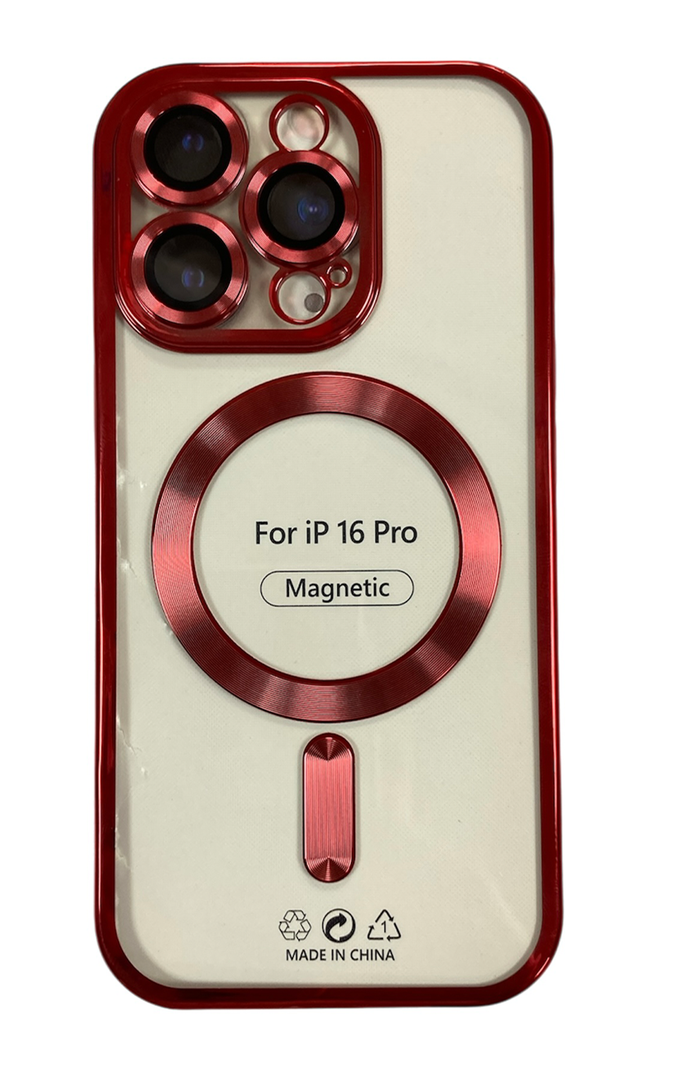 Carcasa Para iPhone 16 Pro Max Magsafe Metalizada Rojo-0