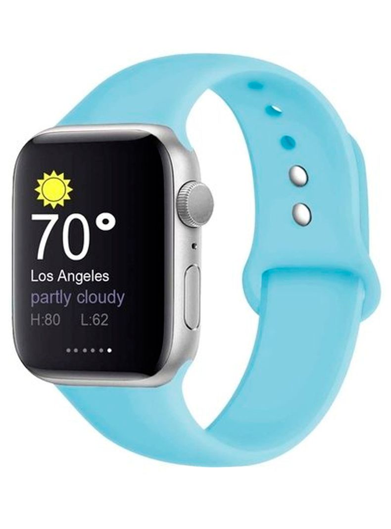Correa Compatible Con Apple Watch 42mm 44mm 45m Goma Celeste-1