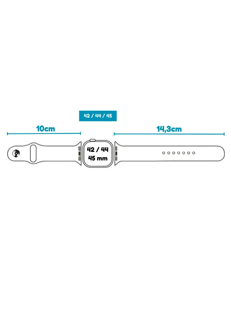 Correa Compatible Con Apple Watch 42mm 44mm 45m Goma Celeste-4