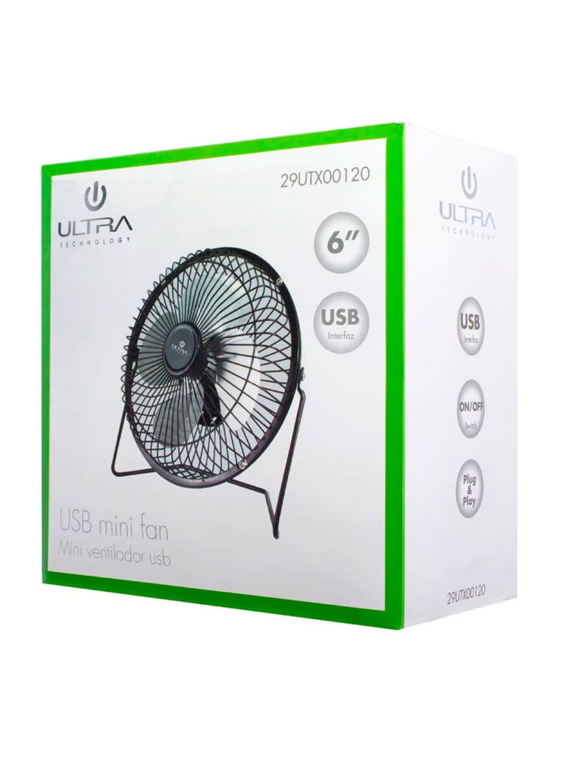 Mini Ventilador Portatil De 6 Pulgadas Puerto USB Negro-3