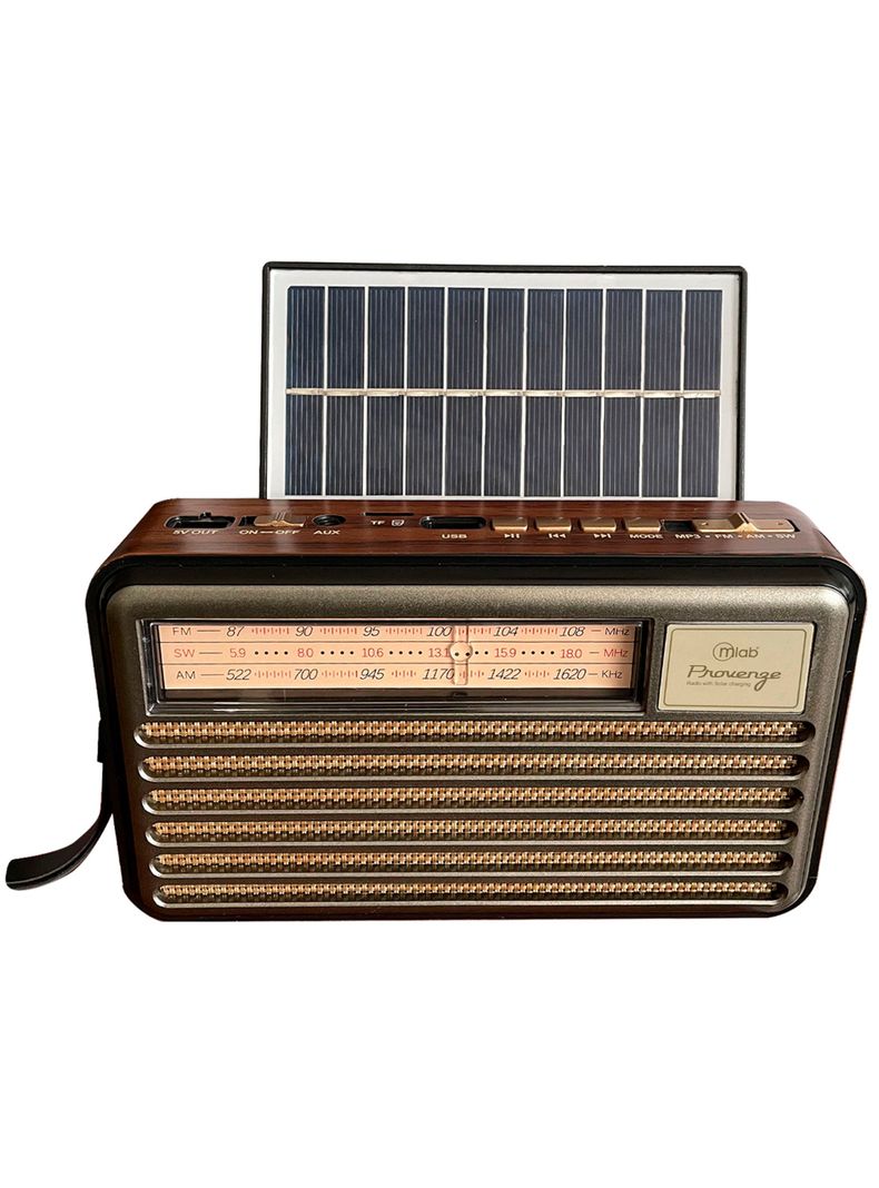 Radio Portatil FM Recargable Bluetooth Panel Solar Provenze-1