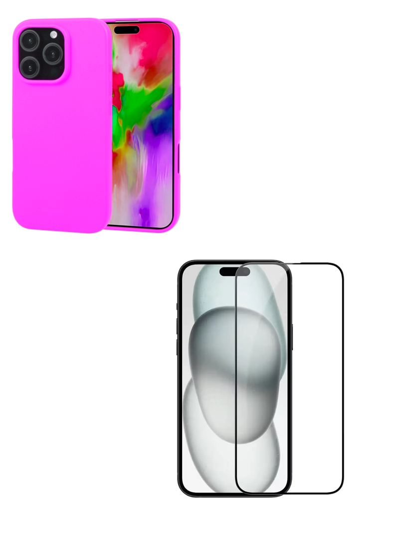 Carcasa Lamina Vidrio Para iPhone 16 Pro Max Fucsia-0