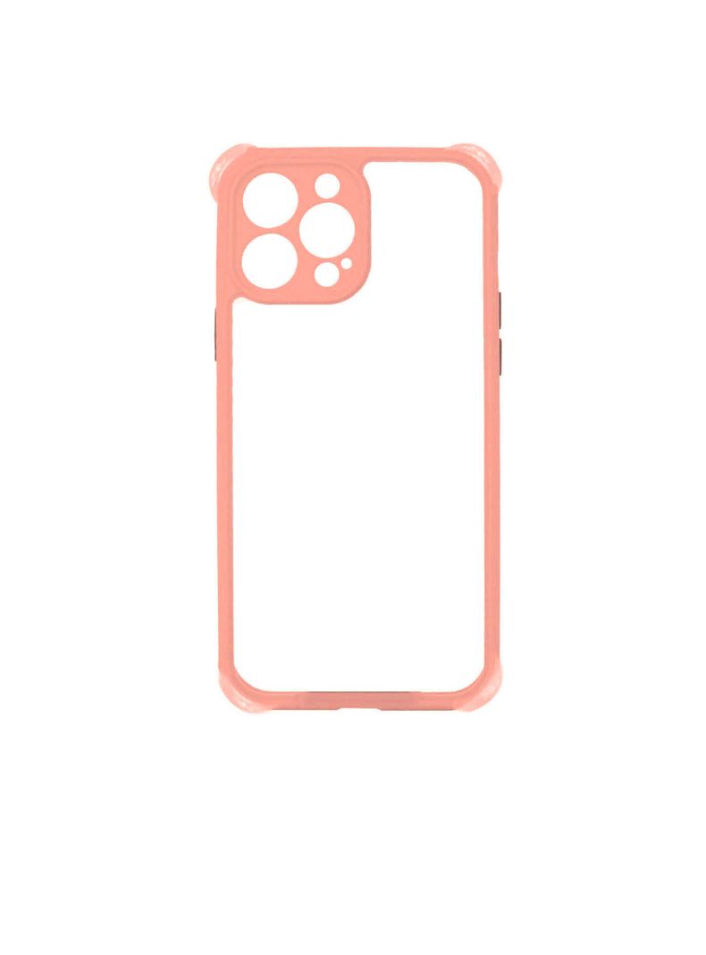 Carcasa Para iPhone 13 14 Transparente Borde Rosado-0