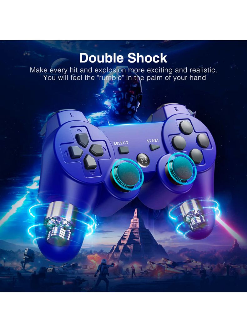 Control Joystick Inalámbrico Para PS3 Azul-3