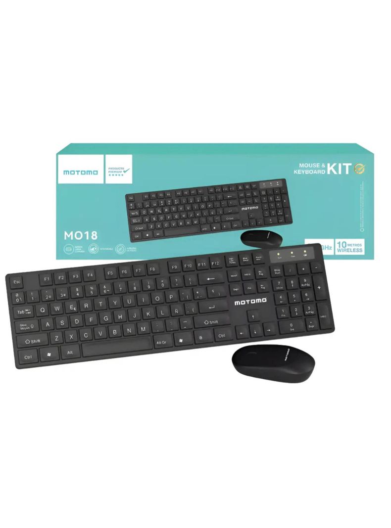 Combo Inalambrico Teclado Espanol Y Mouse Adaptador USB Negro