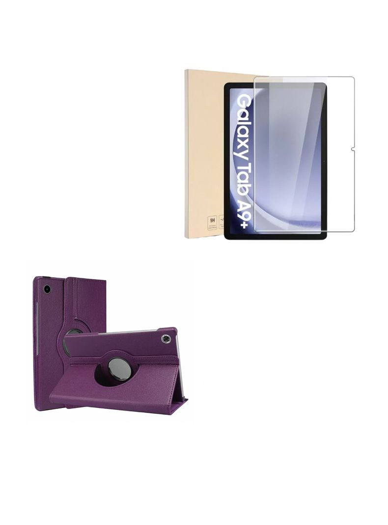 Carcasa Giratoria Para Samsung A9+ Plus Lila Lamina Vidrio-0