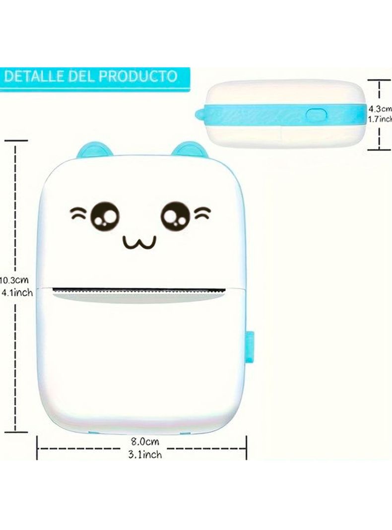 Impresora Termica Portatil Bluetooth Bateria Recargable Azul-2