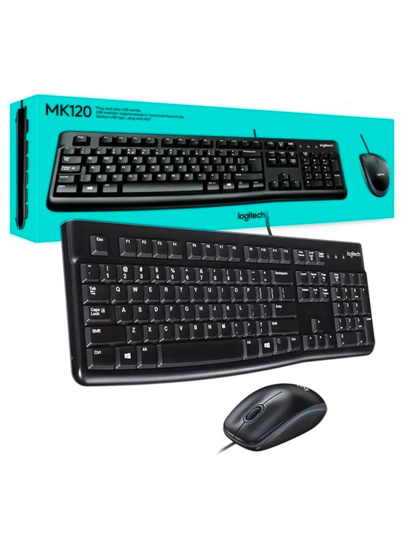 Combo Teclado Mouse En Español Con Cable USB Logitech MK120-3