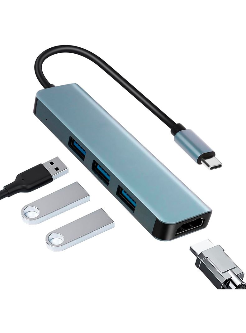 Adaptador Tipo C 4 En 1 Hd Suport 4k+ 2Usb2.0+ Usb3-1