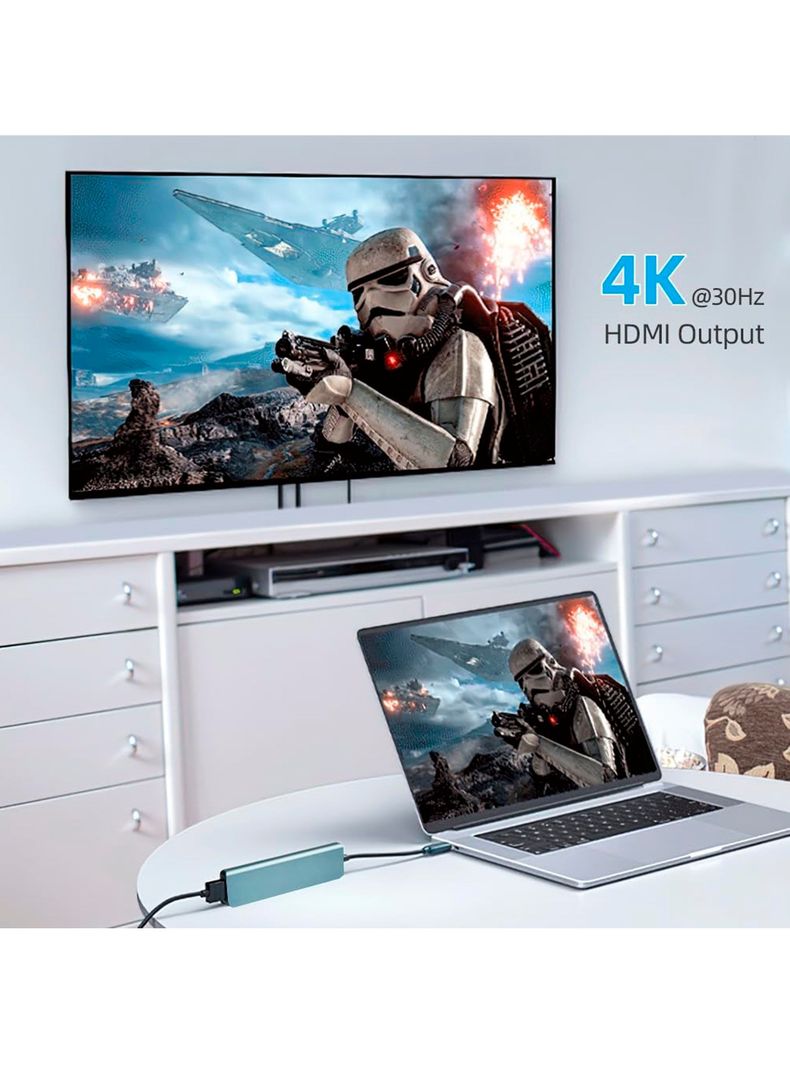 Adaptador Tipo C 4 En 1 Hd Suport 4k+ 2Usb2.0+ Usb3-2