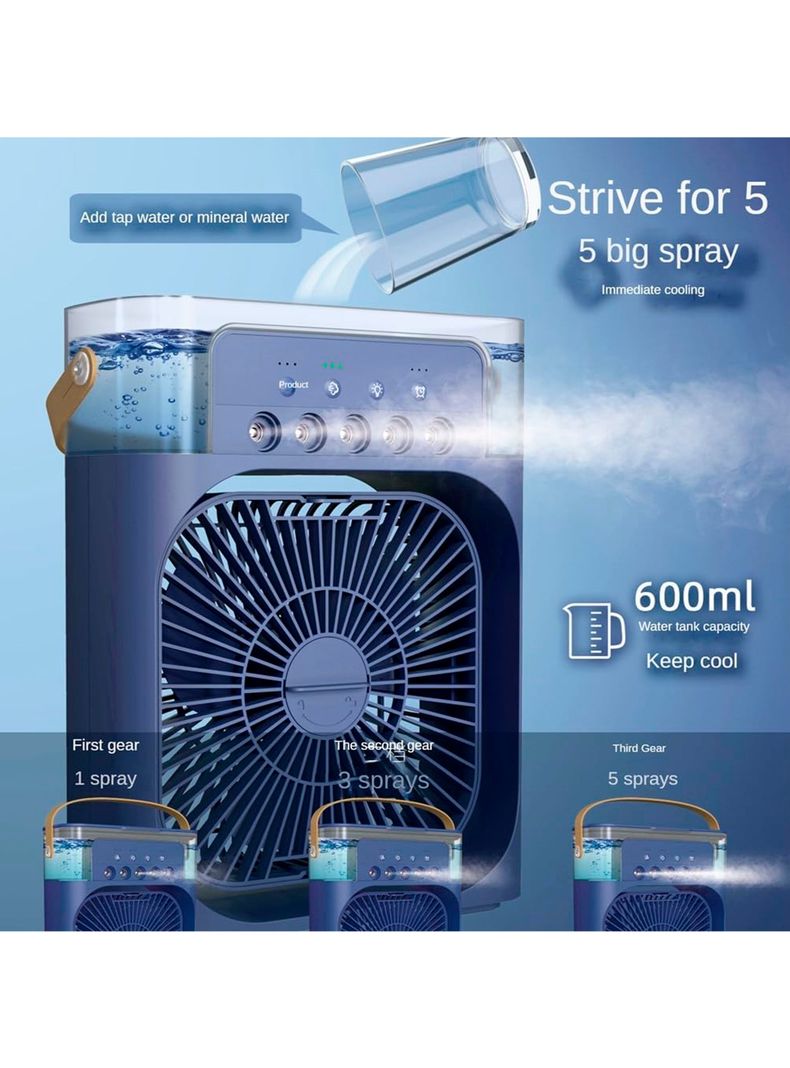 Mini Ventilador Portatil USB Cooling Rociador 166 Azul-1