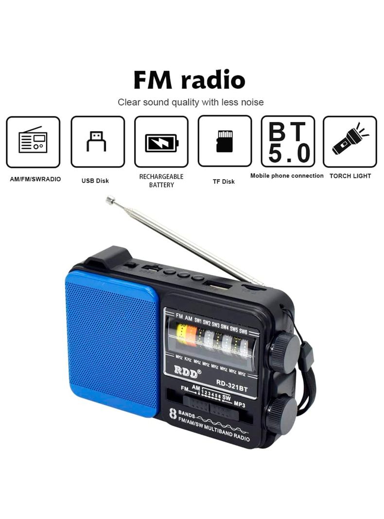 Radio Portatil 5W Recargable USB Con Linterna Tenolab TL652-1
