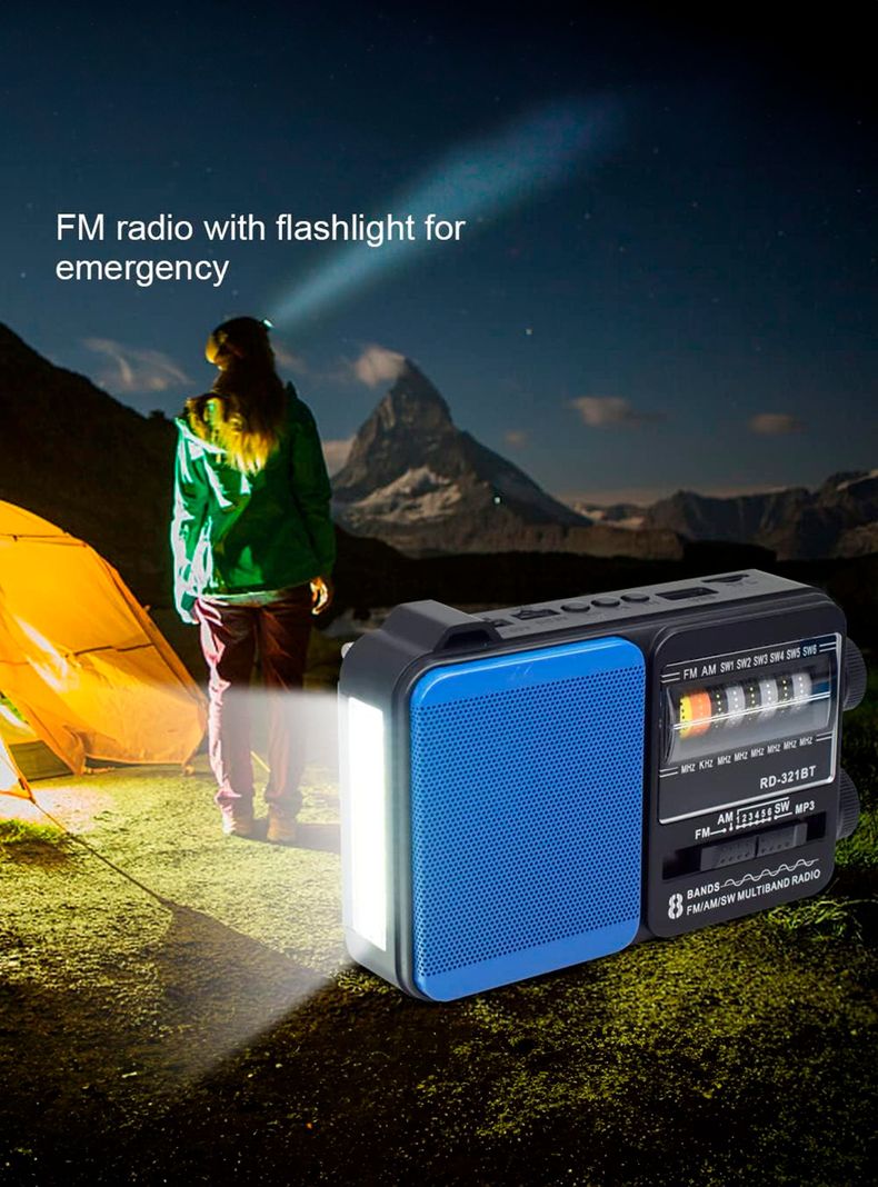Radio Portatil 5W Recargable USB Con Linterna Tenolab TL652-2