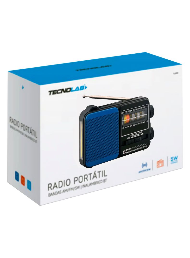 Radio Portatil 5W Recargable USB Con Linterna Tenolab TL652-3