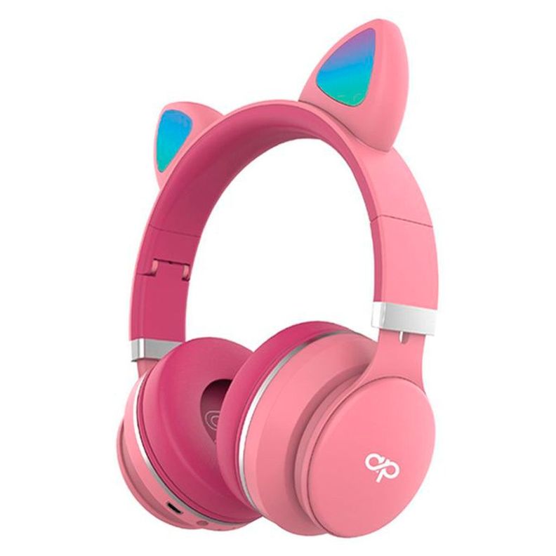 Audífonos de Gato Bluetooth AUX Micro Sd LED Audiopro Rosado