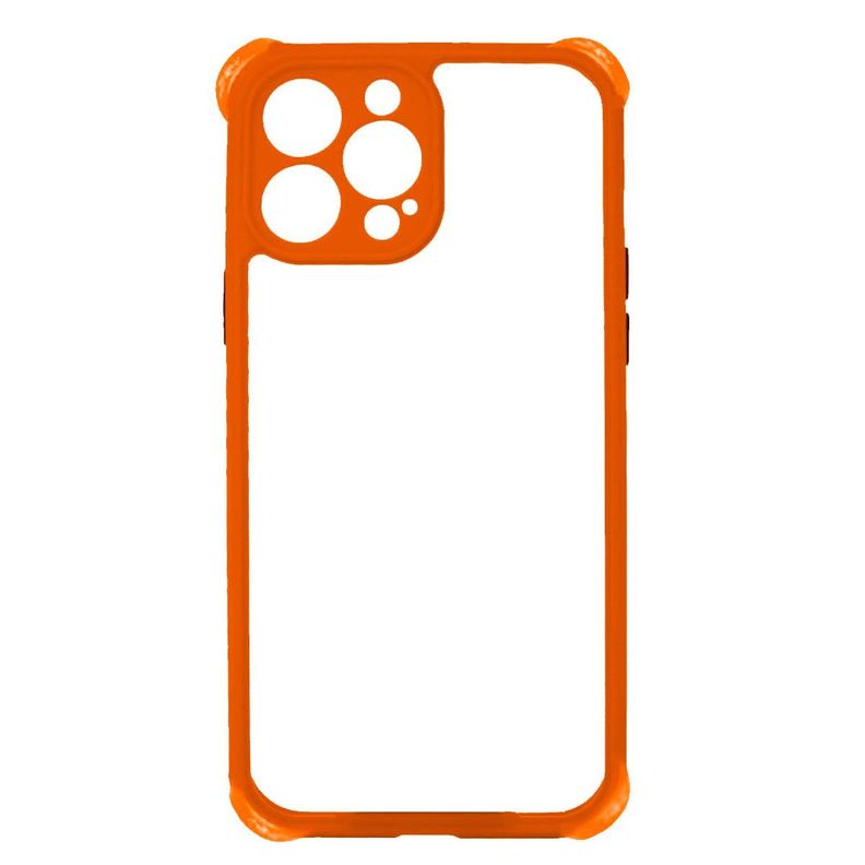 Carcasa Para iPhone 13 Pro Transparente Borde Naranja-0