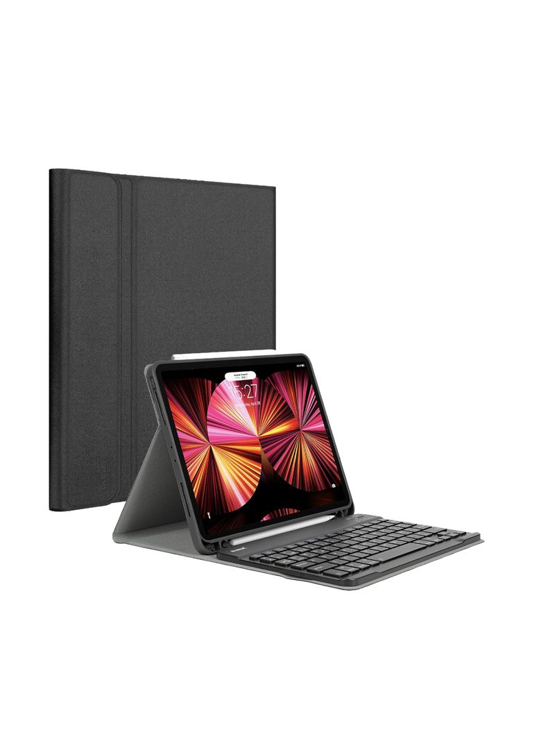 Funda Con Teclado Español Para iPad 12.9 Con Ranura Rosado-1