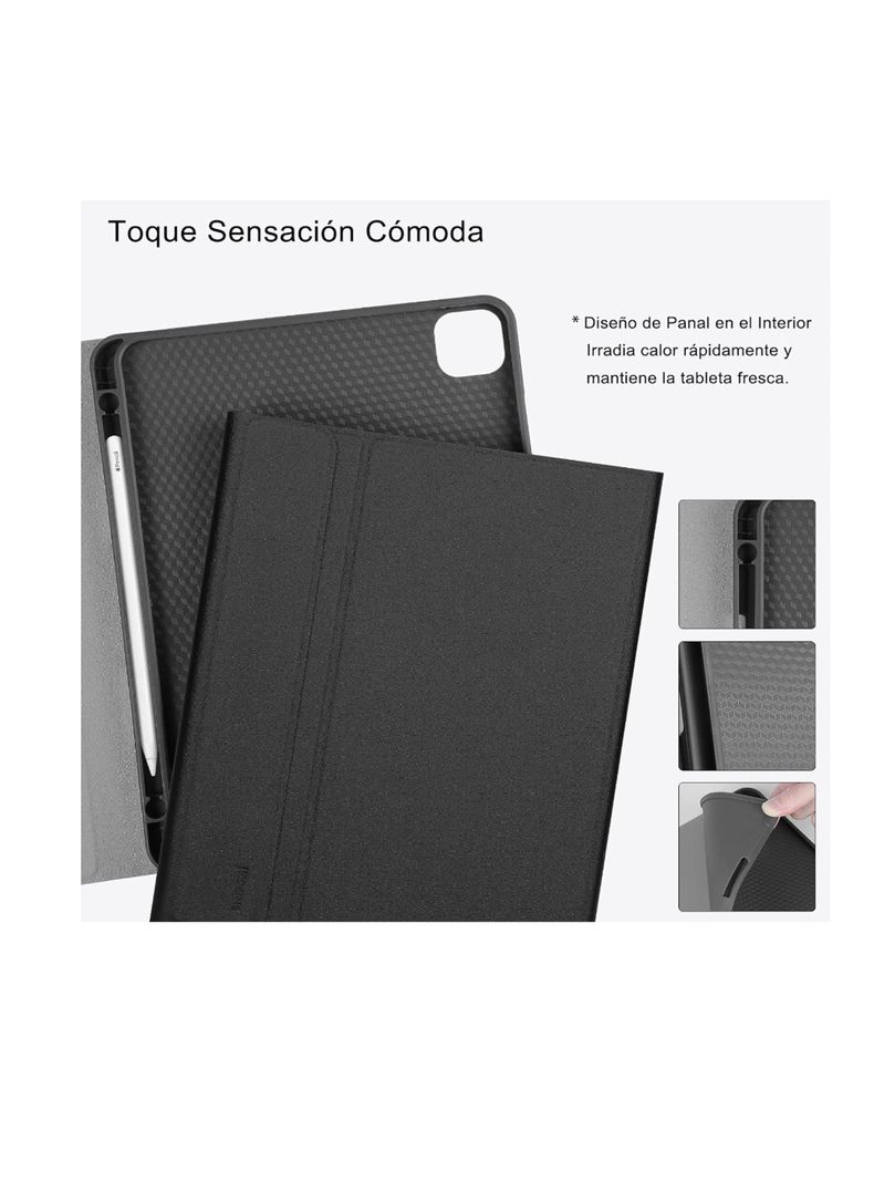 Funda Con Teclado Español Para iPad 12.9 Con Ranura Rosado-3