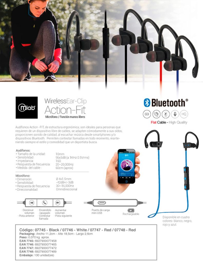 Audifonos Inalambricos Bluetooth Deportivo Action-Fit Blanco-2