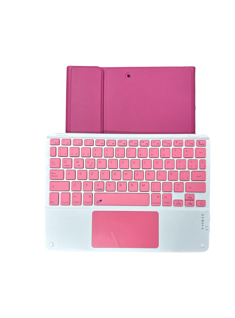 Funda Para iPad 10.2 7a 8a 9na Gene Teclado Touchpad Fucsia-0
