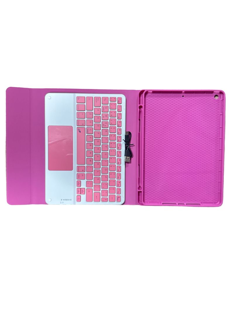 Funda Para iPad 10.2 7a 8a 9na Gene Teclado Touchpad Fucsia-1
