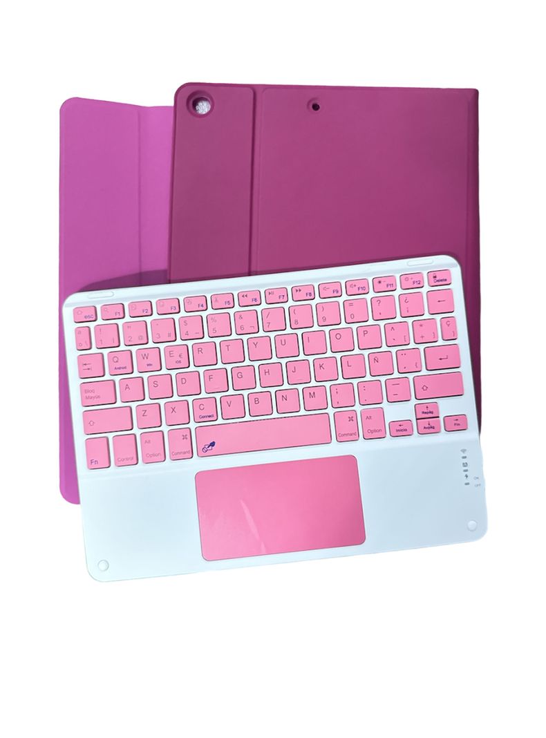 Funda Para iPad 10.2 7a 8a 9na Gene Teclado Touchpad Fucsia-2