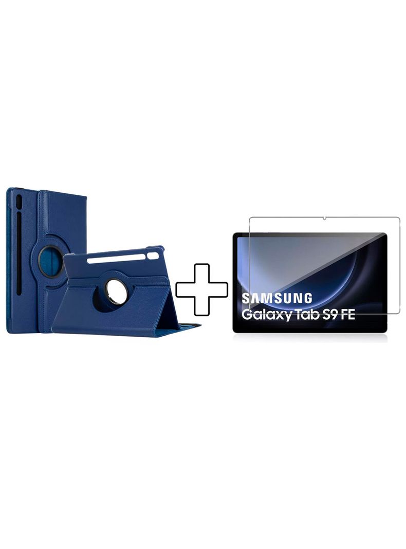 Carcasa Giratoria + Lamina Para Samsung S9 Fe 10.9 Pulg Azul-0