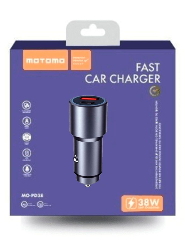 Cargador De Auto USB C De 38W Protección Carga Rapida MOPD38-3