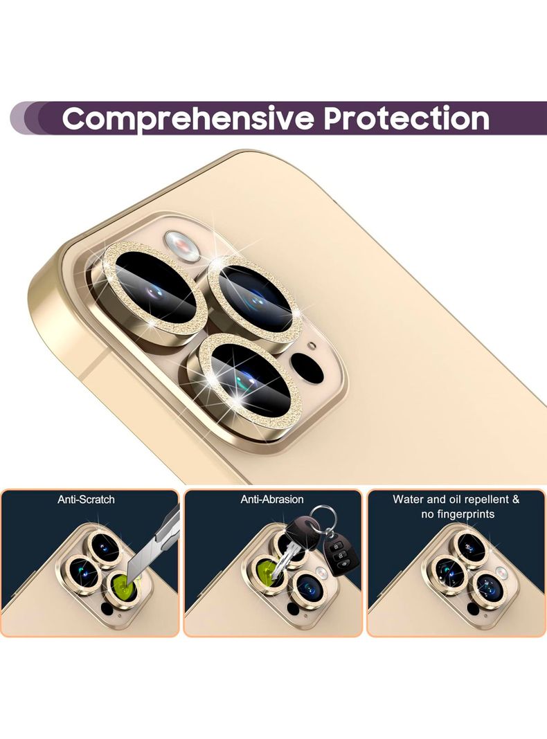 Protector De Lente De Camara Para En iPhone 15 15 Plus Brillo Dorado-2