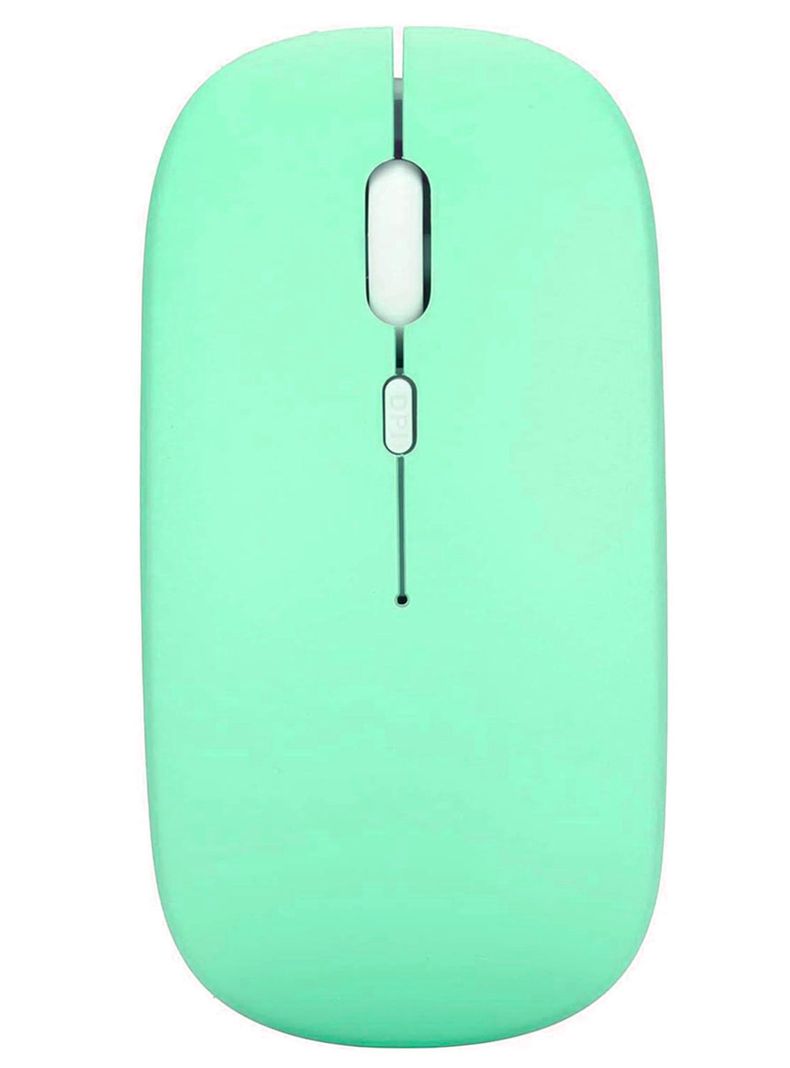 Mouse Inalambrico Recargable Bluetooth Receptor USB Turquesa-0