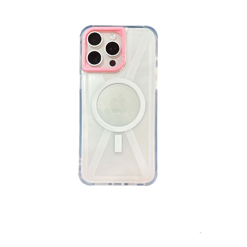 Carcasa Tipo Casefity Para iPhone 13 14 15 Borde Rosado-0