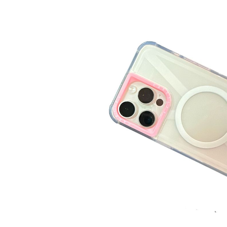 Carcasa Tipo Casefity Para iPhone 13 14 15 Borde Rosado-1