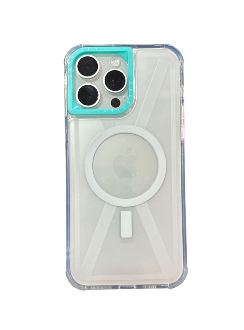 Carcasa Tipo Casefity Para iPhone 13 14 15 Borde Turquesa-0