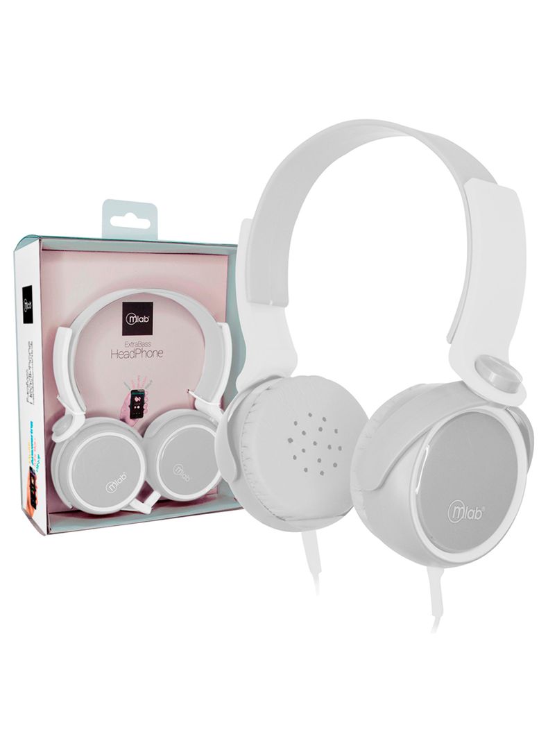 Audífonos Alambrico Con Cable Con Microfono Blanco-1