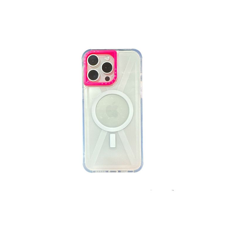 Carcasa Tipo Casefity Para iPhone 13 14 15 Borde Fucsia-0