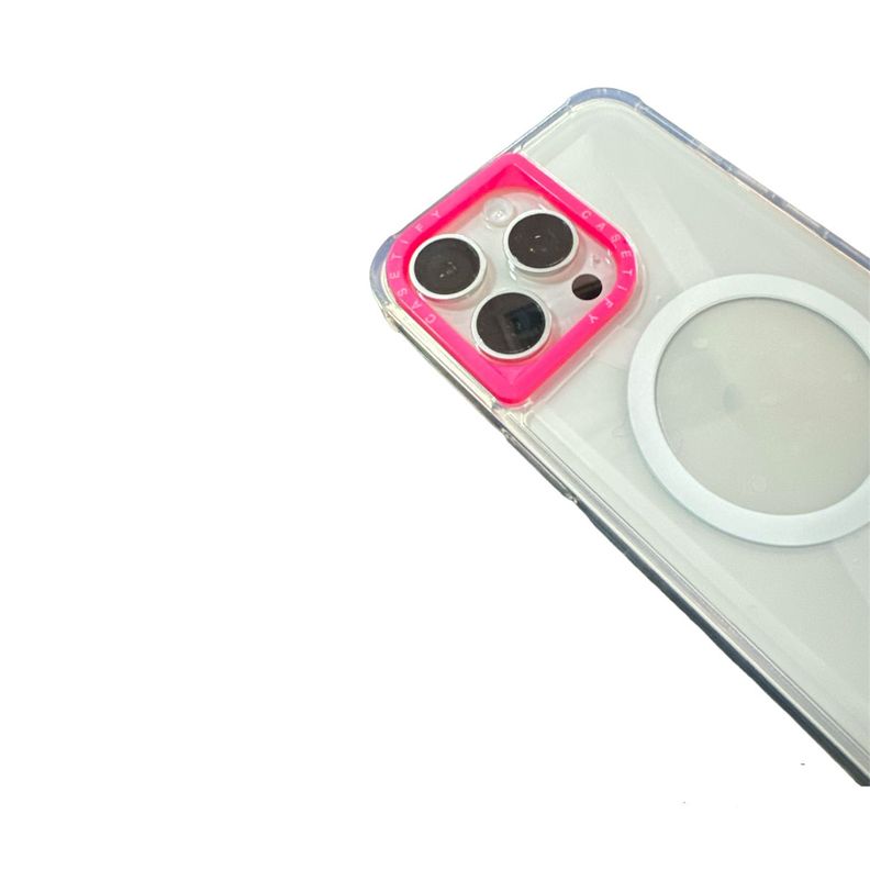 Carcasa Tipo Casefity Para iPhone 13 14 15 Borde Fucsia-1
