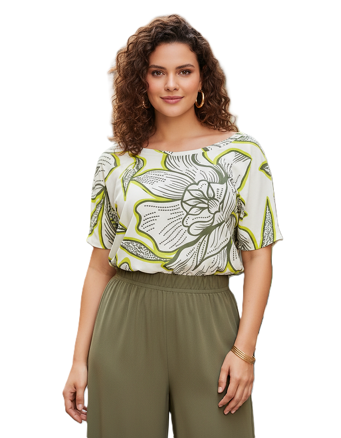 Polera Leaf Mujer Acoco Oversized
