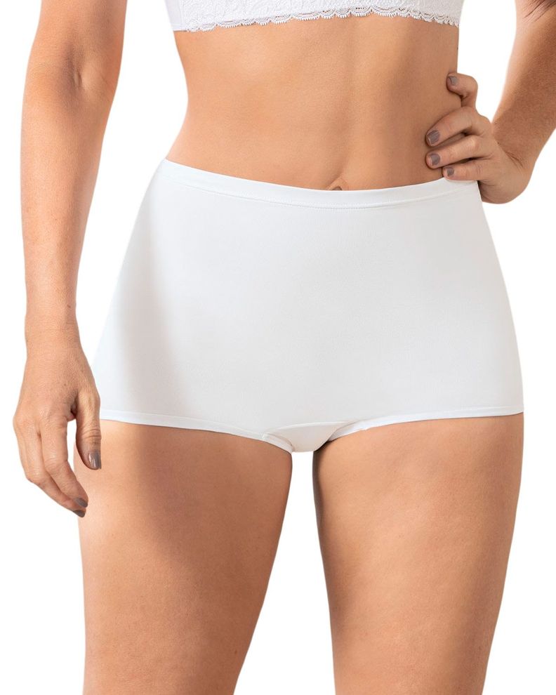 Calzon tipo Boxer Tiro Alto en Tela Lisa 72321 Blanco S