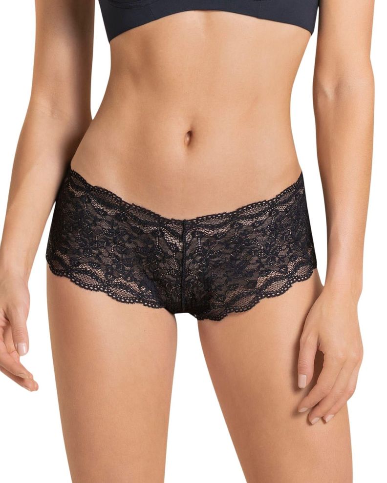 Calzon Pantaleta de Encaje y refuerzo en algodon 72264 Negro S
