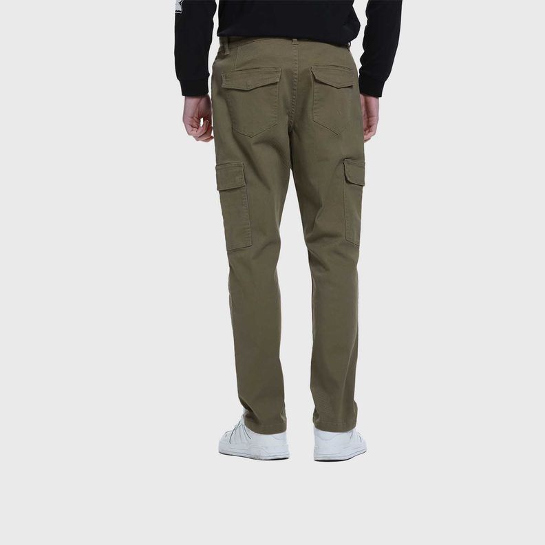 Jeans Hombre Slim Cargo Color Verde Militar-2