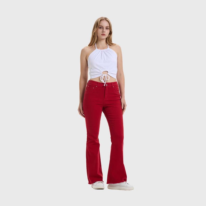 Jeans Mujer Flare Red Rojo Fashion's Park-3