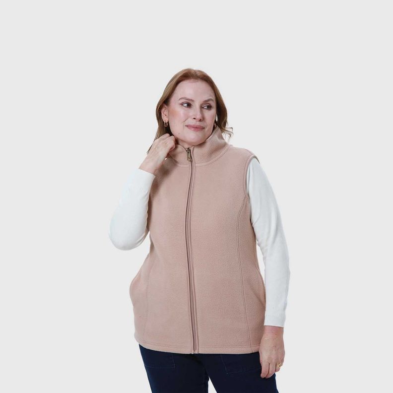Polar Mujer Full Zipper Beige Oscuro-1