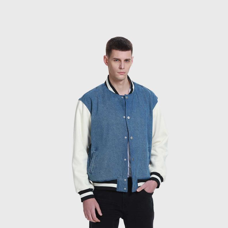 Chaqueta Hombre Con Aplicación Jersey Azul-1