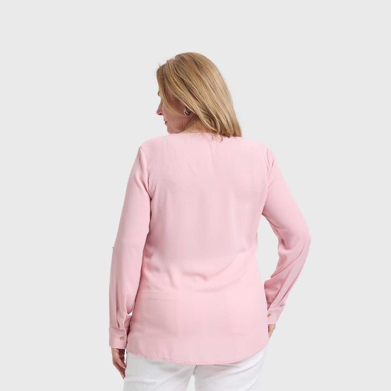 Blusa Mujer Crep Lisa Estmpada Palo Rosa Fashion's Park-2