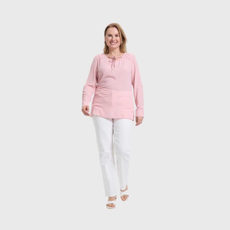 Blusa Mujer Crep Lisa Estmpada Palo Rosa Fashion's Park-3