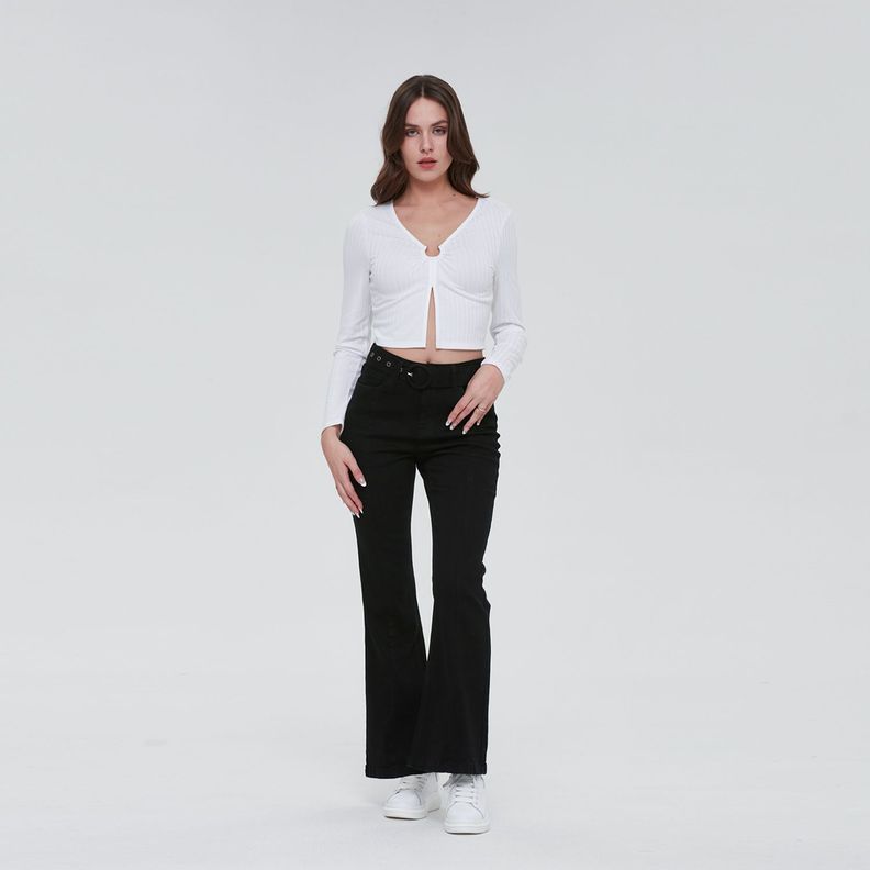 Jeans Mujer Flare Cinturón Negro Fashion´s Park-3