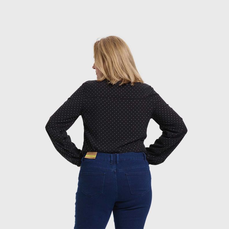 Blusa Mujer Media Pata Abotonada Negro Fashion's Park-2