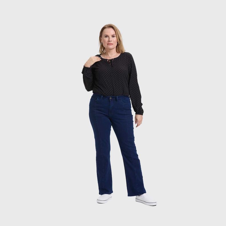 Blusa Mujer Media Pata Abotonada Negro Fashion's Park-3