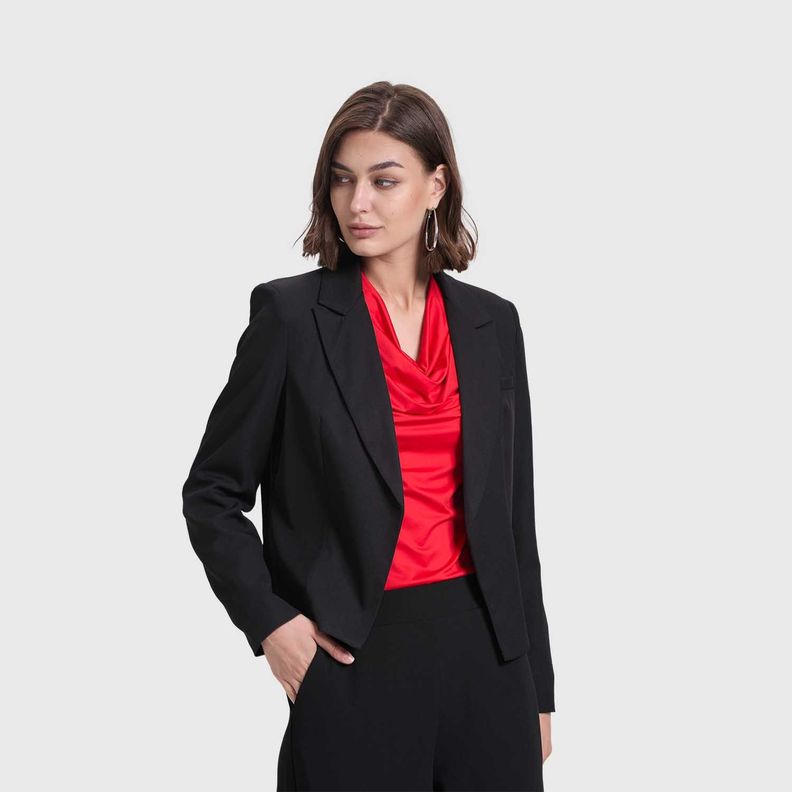 Blazer Mujer De Tope Liso Negro Fashion's Park-1