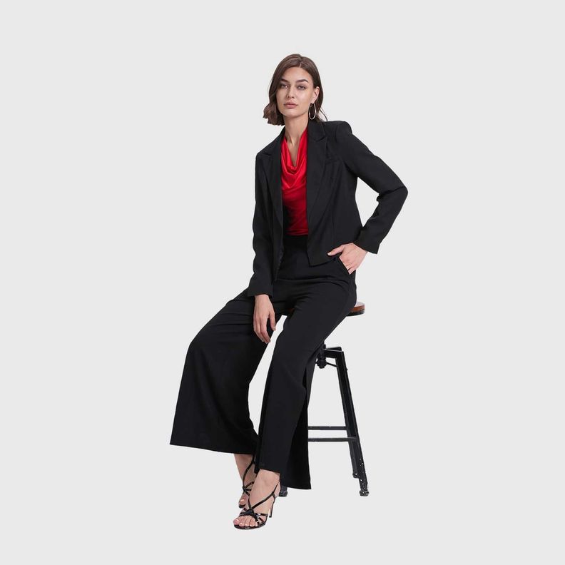 Blazer Mujer De Tope Liso Negro Fashion's Park-3